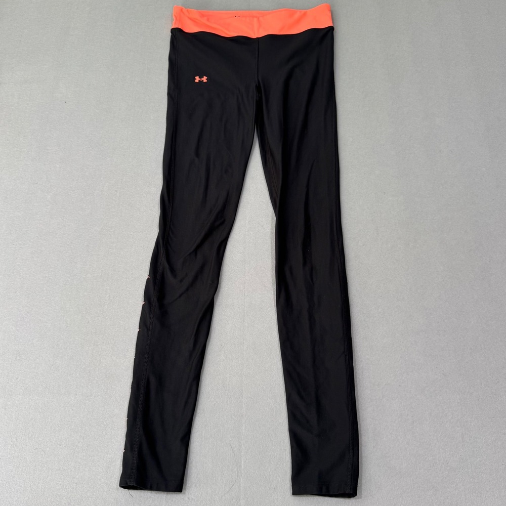 Under Armour Leggings Womens Small Black ColdGear Fitted Mesh Cutout Thermal